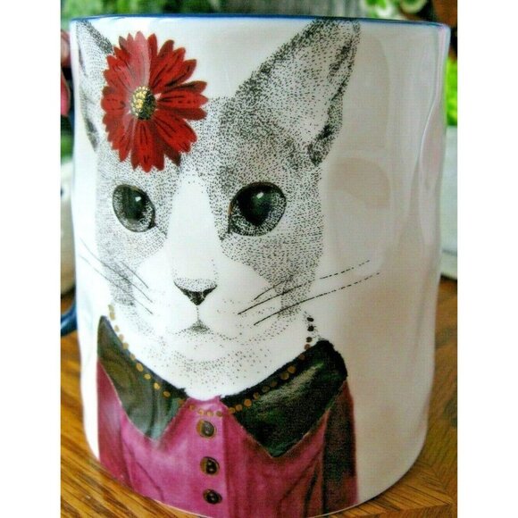 New Signature Housewares Vintage Style Cat Stoneware Coffee Tea Mug Cup - Picture 6 of 8